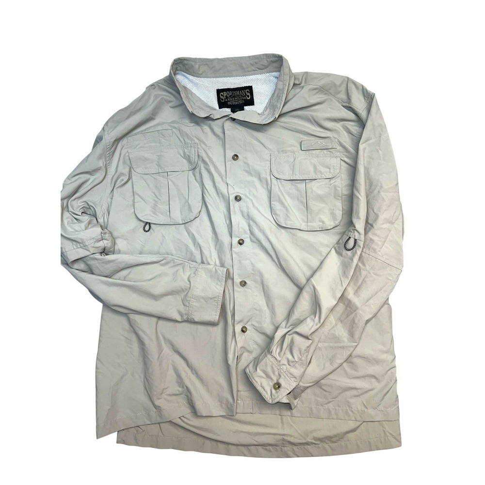 Men's Sportsman Warehouse‎ Button Up Khaki Fishing Shirt SPF 30+ Size 2XL Vented